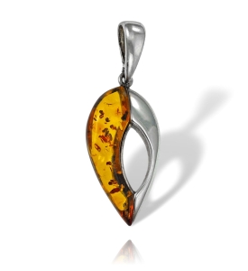  Srebrny Oksydowany Wisiorek z Bursztynem