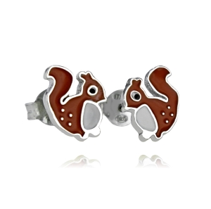 Srebrne Rodowane Kolczyki Wiewiórki