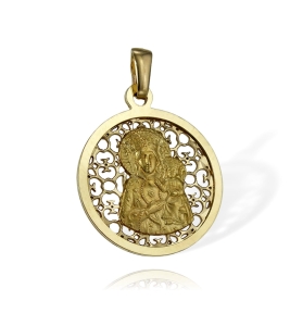 Złoty Ażurowy Medalik z Matką Boską Częstochowską Częstochowska - Próba 585 