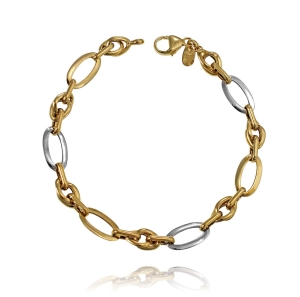 Piękna Złota Bransoletka Z Elementami Z Białego Złota - Próba 585