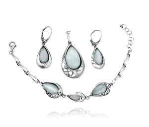 Srebrny Oksydowany Komplet z Uleksytem - próba 925