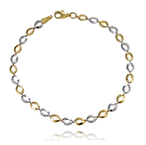 Piękna Złota Diamentowana Bransoletka Z Białym Złotem - Próba 585