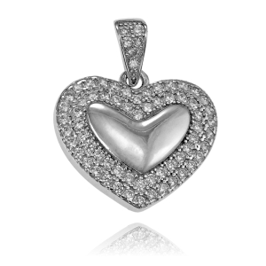 Cudny Srebrny Wisiorek Serce z Cyrkoniami 