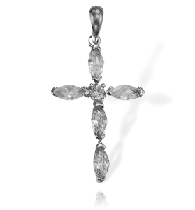 Cudowny Srebrny Krzyż z Cyrkoniami 