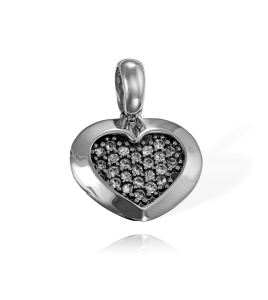 Piękny Srebrny Wisiorek Serce z Cyrkoniami