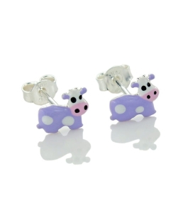 Piękne Srebrne Kolczyki Krówki dla Dziecka !!!