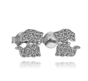 Srebrne Kolczyki Rodowane Pieski z Cyrkoniami !