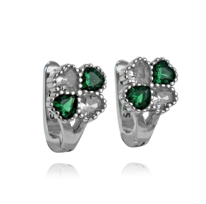 Srebrne Kolczyki Koniczynki na Angliku z Cyrkoniami