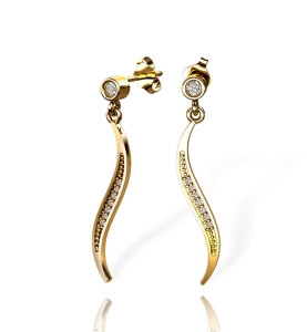 Piękne Złote Kolczyki z Cyrkoniami - próba 585 