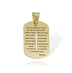 Złoty Medalik z Krzyżem i Modlitwą "Ojcze Nasz"
