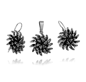 Piękny Srebrny Oksydowany Komplet !