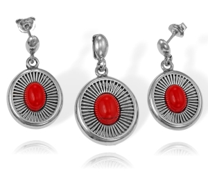  Piękny Srebrny Ażurowy Komplet z Jaspisem !