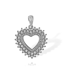 Piękny Srebrny Wisiorek Serce z Cyrkoniami 