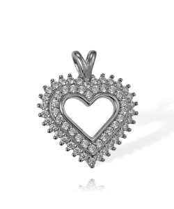 Piękny Srebrny Wisiorek Serce z Cyrkoniami 