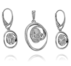 Srebrny Oksydowany Komplet z Cyrkoniami !