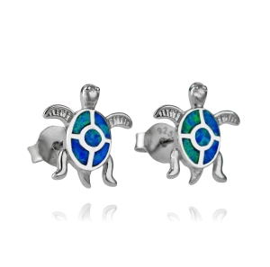 Srebrne Efektowne Kolczyki Żółwie z Opalem !