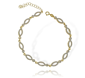 Modna Złota Efektowna Bransoletka z Cyrkoniami - pr.585 