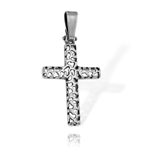 Piękny Srebrny Ażurowy Krzyż ! 