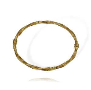 Złota Sztywna Diamentowana Zapinana Bransoletka - Próba 585