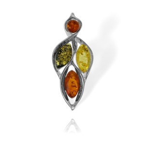 Srebrny Wisiorek z Kolorowymi Bursztynami !