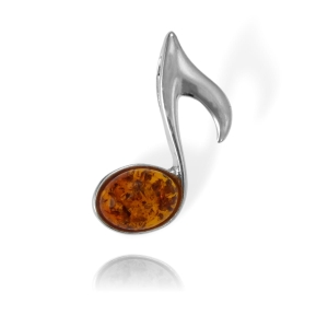 Cudny Srebrny Wisiorek Nutka z Bursztynem !