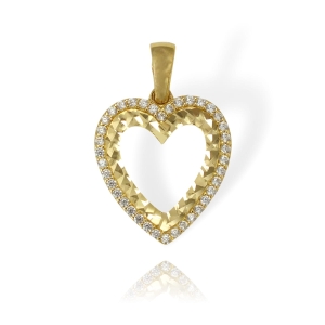 Złoty Diamentowany Wisiorek Serce z Cyrkoniami - Pr. 585 
