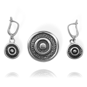 Srebrny Ażurowy Oksydowany Komplet Kółka, Okręgi