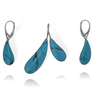 Srebrny Piękny Komplet z Turkusem