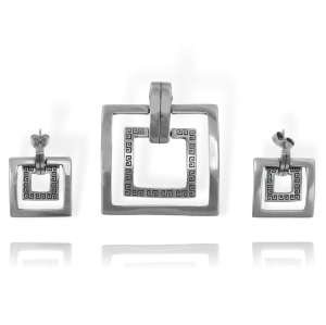 Piękny Srebrny Komplet z Greckim Wzorem