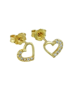 Piękne Złote Kolczyki Serduszka,Serca z Cyrkoniami na sztyft pr. 585