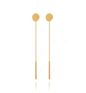 Świetne Złote Przewlekane Przez Ucho Kolczyki Zakończone Płaskim Kółeczkiem 