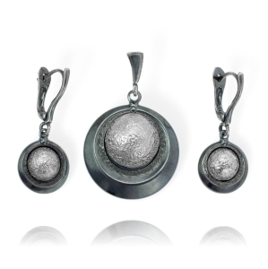 Piękny Srebrny Oksydowany Komplet !