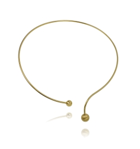 Złoty Naszyjnik Obroża z Rurki z Kulkami Otwarta - Próba 585