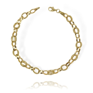 Piękna Złota Ażurowa Diamentowana Bransoletka - pr. 585 