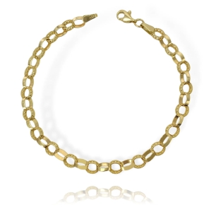 Piękna Złota Ażurowa Diamentowana Bransoletka - pr. 585 