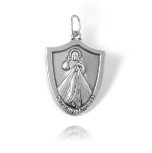 Srebrny Oksydowany Medalik z Jezusem Chrystusem i Matką Boską 