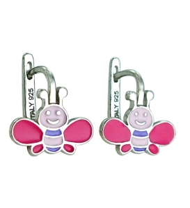 Piękne Srebrne Rodowane Kolczyki Różowe Pszczółki !!!