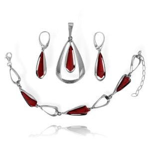 Srebrny Oksydowany Komplet z Jaspisem