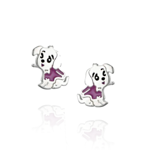 Srebrne Rodowane Kolczyki Pieski 