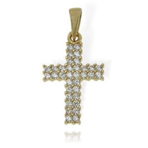 Piękny Złoty Krzyżyk z Cyrkoniami - Próba 585 