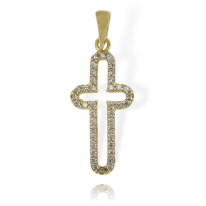 Piękny Złoty Krzyżyk z Cyrkoniami - Próba 585  