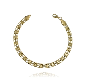 Złota Ażurowa Diamentowana Pełna Nie Dmuchana Bransoletka BISMARCK - Próba 585 