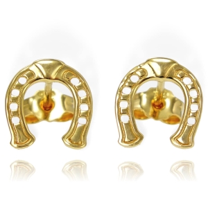 Piękne Złote Kolczyki Podkowy na Szczęście - pr. 585 