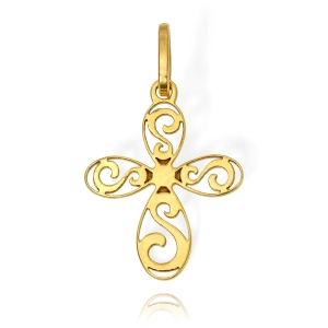 Piękny Złoty Ażurowy Krzyżyk, Ciekawy Wzór - Próba 585