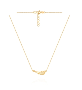 Złoty Modny Naszyjnik z Jednym Ażurowym Skrzydłem - pr.585