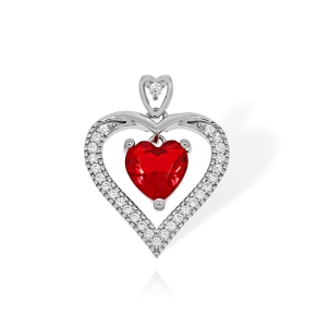 Srebrny Rodowany Wisiorek Serce z Cyrkoniami