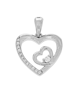 Srebrny Rodowany Wisiorek Serce z Cyrkoniami