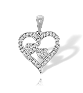 Srebrny Rodowany Wisiorek Serce z Cyrkoniami