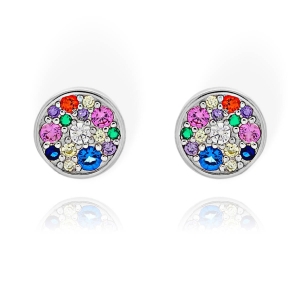 Srebrne Kolczyki z Kolorowymi Cyrkoniami !