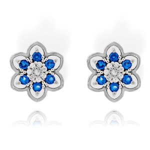 Srebrne Kolczyki z Niebieskimi Cyrkoniami ! 